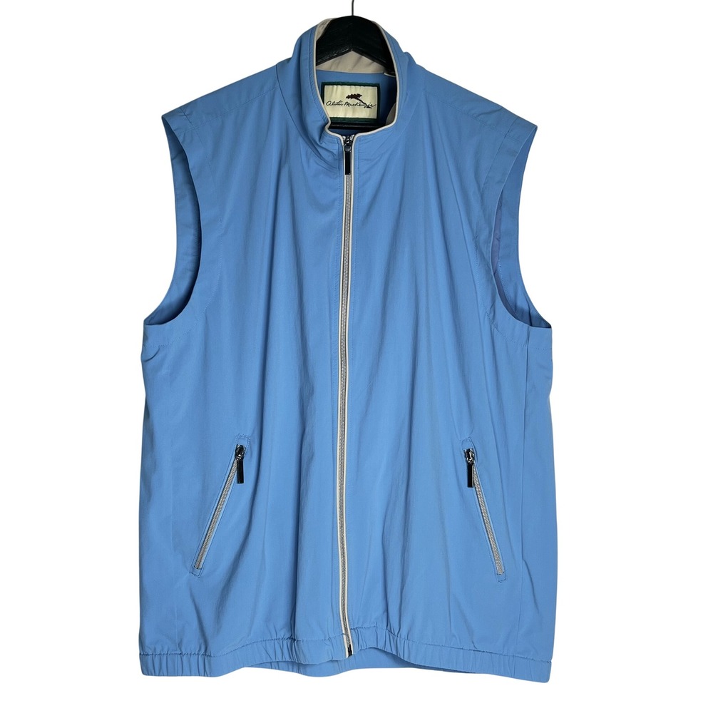 Alister MacKenzie Mens Blue Full Zip Golf Vest Mock Neck Size Large